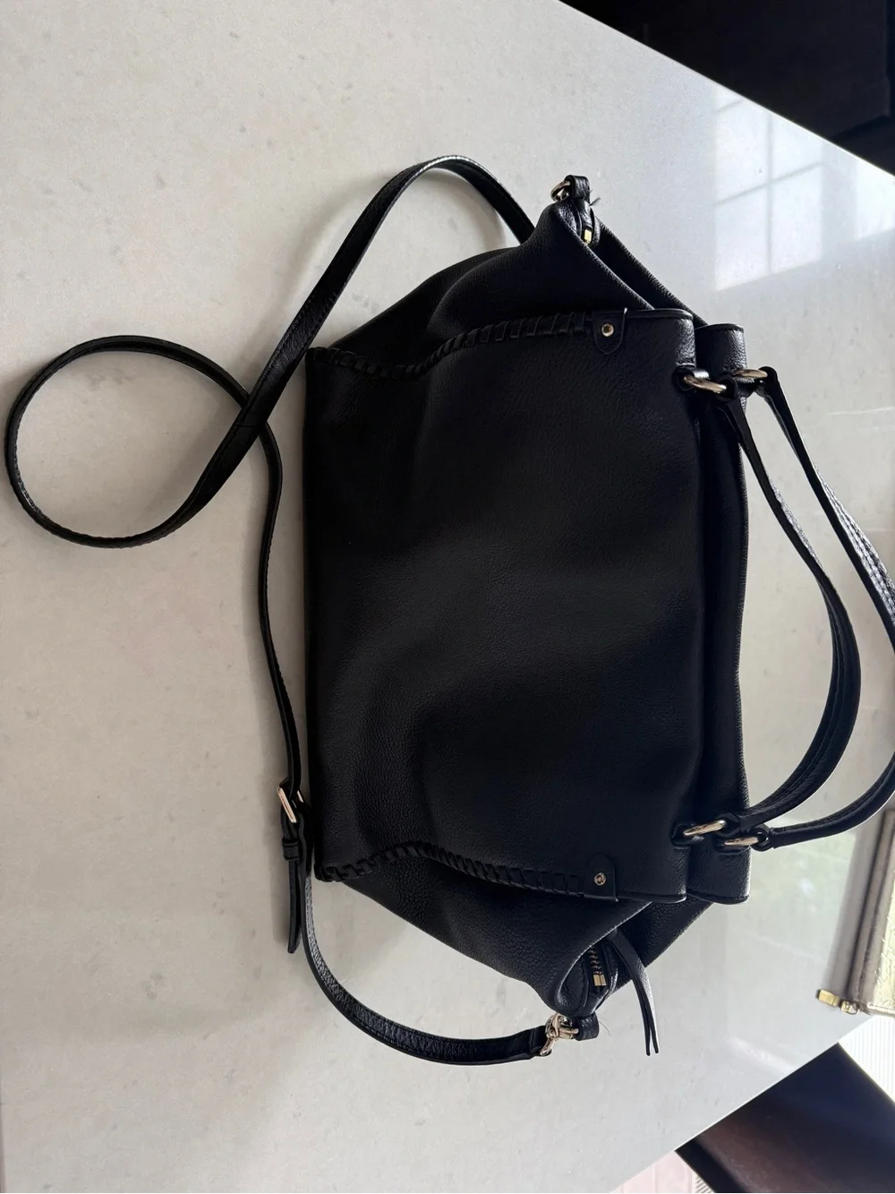 kate spade Black Leather Zip-Front Top Handle Satchel